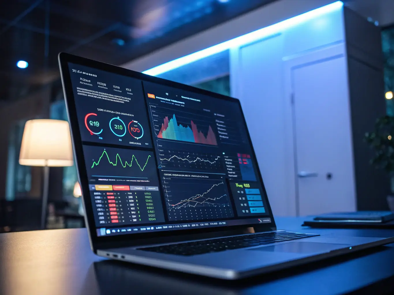 A detailed analytics dashboard displaying key performance indicators (KPIs) for an event, such as ticket sales trends, revenue generated, and attendance rates. The dashboard should be visually appealing and easy to interpret.